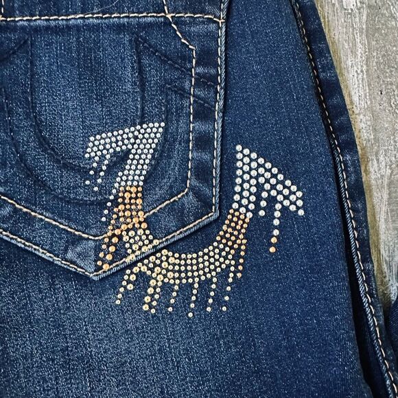 True Religion Mid Rise Skinny Dark Studded Pocket Denim Jeans 24 - Picture 7 of 7